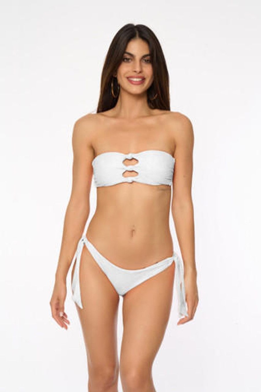 Costumi Da Bagno Miss Bikini | Bikini Lurex A Fascia Con Nodi